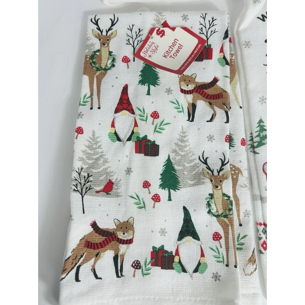 LOT of 6 Christmas Holiday Tea Hand Towels Woodland Snowman Red‎ Truck Joy Merry